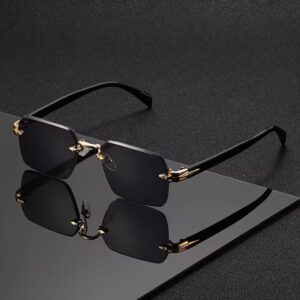 Frameless Beveled Square Sunglasses for Men