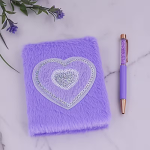 Heart-Shaped Plush Notebook & Pen Set
