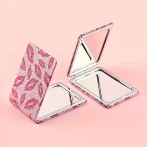 Pink Glitter Rectangular Foldable Mirror